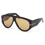 Tom Ford - Bronson Sunglasses - Occhiali Pilota - Nero Lucido Marrone - FT1044 - Occhiali da Sole - Tom Ford Eyewear