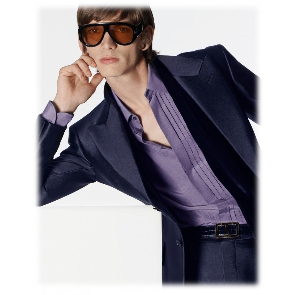 Tom Ford - Bronson Sunglasses - Pilot Sunglasses - Shiny Black Brown ...