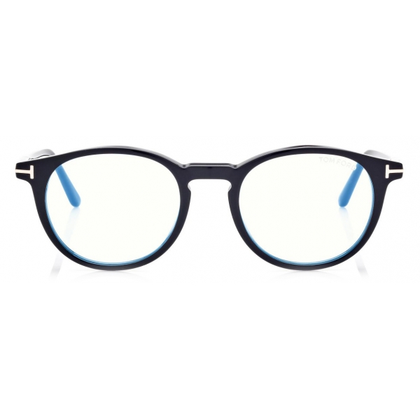 Tom Ford - Blue Block Round Opticals Clip on Sun Optical Glasses  - Black - FT5823-HB - Optical Glasses - Tom Ford Eyewear