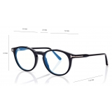 Tom Ford - Blue Block Round Opticals Clip on Sun Optical Glasses  - Black - FT5823-HB - Optical Glasses - Tom Ford Eyewear