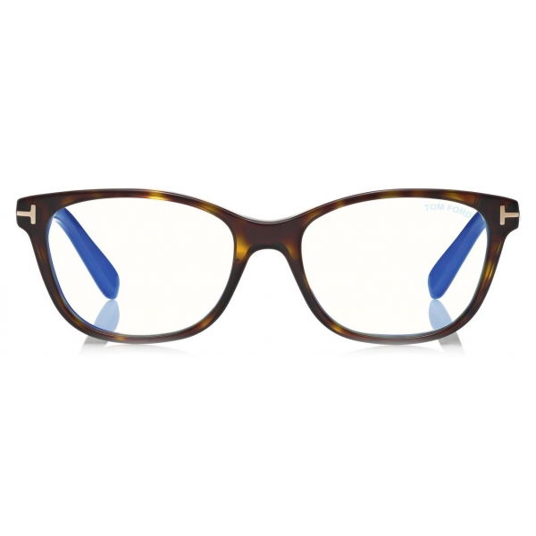 Tom Ford - Blue Block Soft Square - Square Optical Glasses - Dark Havana -  FT5638-B - Optical Glasses - Tom Ford Eyewear - Avvenice