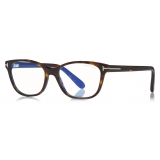 Tom Ford - Blue Block Square - Occhiali da Vista Squadrati - Havana Scuro - FT5638-B - Occhiali da Vista - Tom Ford Eyewear