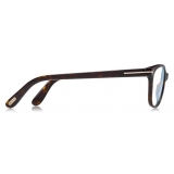 Tom Ford - Blue Block Soft Square - Square Optical Glasses - Dark Havana - FT5638-B - Optical Glasses - Tom Ford Eyewear