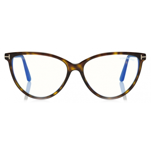 Tom Ford - Blue Block - Occhiali da Vista Cat-Eye - Havana Scuro - FT5743-B - Occhiali da Vista - Tom Ford Eyewear