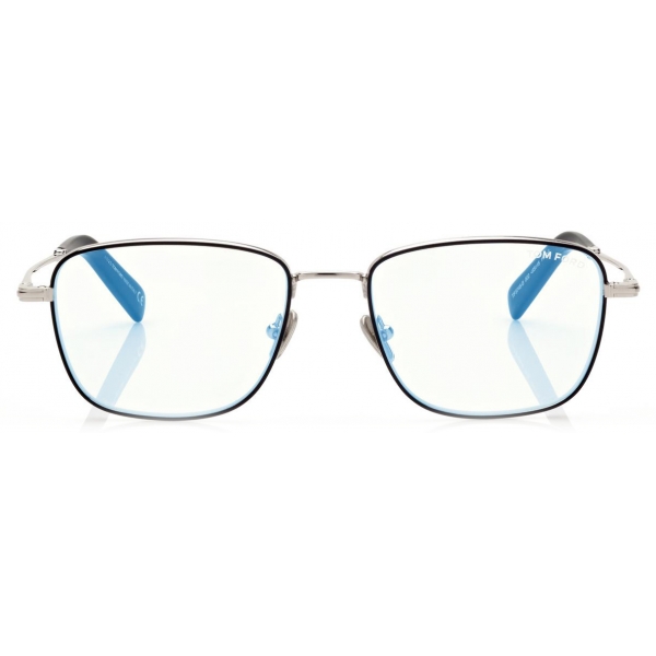 Tom Ford - Blue Block - Square Optical Glasses - Black Silver - FT5748 ...