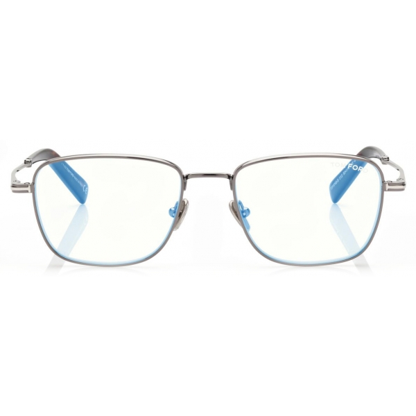 Tom Ford - Blue Block - Occhiali da Vista Squadrati - Rutenio Scuro - FT5748-B - Occhiali da Vista - Tom Ford Eyewear
