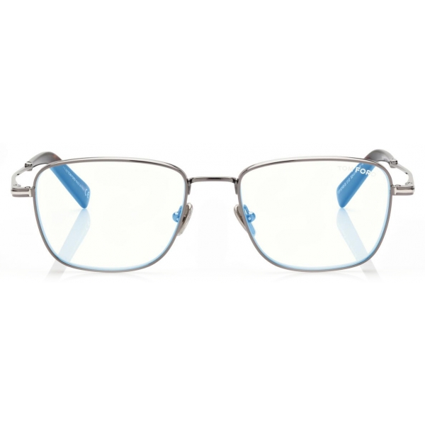 Tom Ford - Blue Block - Square Optical Glasses - Dark Ruthenium ...