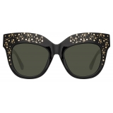 Linda Farrow - Dunaway Oversized Sunglasses in Sparkled Black - LFL1049C10SUN - Linda Farrow Eyewear