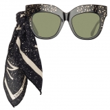 Linda Farrow - Dunaway Oversized Sunglasses in Sparkled Black - LFL1049C10SUN - Linda Farrow Eyewear