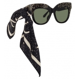 Linda Farrow - Dunaway Oversized Sunglasses in Sparkled Black - LFL1049C10SUN - Linda Farrow Eyewear