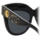 Linda Farrow - Dunaway Oversized Sunglasses in Sparkled Black - LFL1049C10SUN - Linda Farrow Eyewear