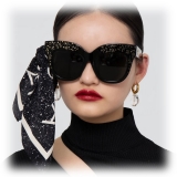 Linda Farrow - Occhiali da Sole Oversized Dunaway in Nero Scintillante - LFL1049C10SUN - Linda Farrow Eyewear