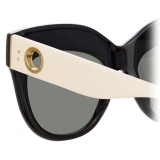 Linda Farrow - Occhiali da Sole Oversized Dunaway in Nero e Crema - LFL1049C8SUN - Linda Farrow Eyewear