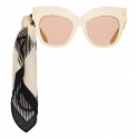 Linda Farrow - Dunaway Oversized Sunglasses in Cream - LFL1049C7SUN - Linda Farrow Eyewear