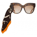 Linda Farrow - Dunaway Oversized Sunglasses in Tortoiseshell and Orange - LFL1049C5SUN - Linda Farrow Eyewear