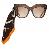 Linda Farrow - Occhiali da Sole Oversized Dunaway in Tartaruga e Arancione - LFL1049C5SUN - Linda Farrow Eyewear