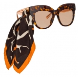 Linda Farrow - Occhiali da Sole Oversized Dunaway in Tartaruga e Arancione - LFL1049C5SUN - Linda Farrow Eyewear