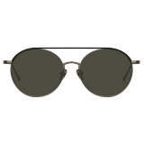 Linda Farrow - Dustin Round Sunglasses in Black and Nickel - Linda Farrow Eyewear