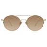 Linda Farrow - Dustin Round Sunglasses in Light Gold and Mocha - Linda Farrow Eyewear