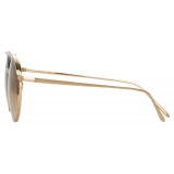 Linda Farrow - Dustin Round Sunglasses in Light Gold and Mocha - Linda Farrow Eyewear