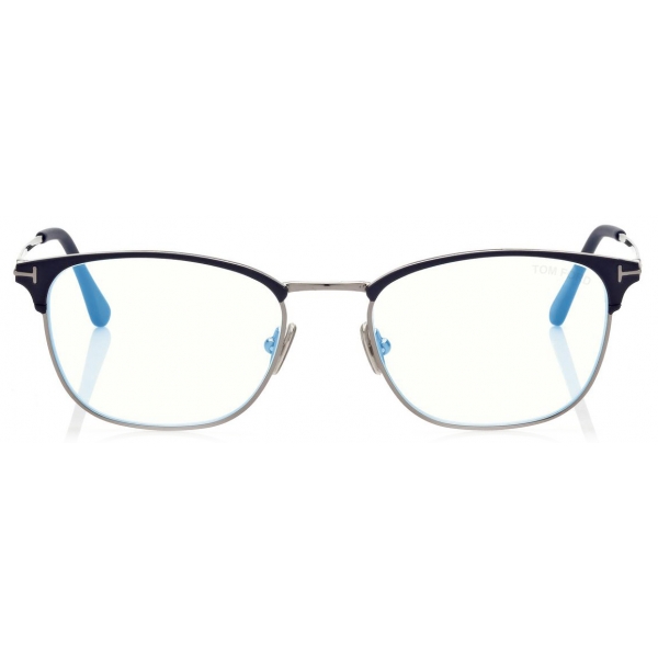 Tom Ford - Blue Block - Occhiali da Vista Squadrati - Blu Opaco - FT5750-B - Occhiali da Vista - Tom Ford Eyewear