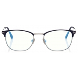 Tom Ford - Blue Block - Occhiali da Vista Squadrati - Blu Opaco - FT5750-B - Occhiali da Vista - Tom Ford Eyewear