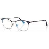 Tom Ford - Blue Block - Occhiali da Vista Squadrati - Blu Opaco - FT5750-B - Occhiali da Vista - Tom Ford Eyewear