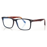 Tom Ford - Blue Block - Occhiali da Vista Squadrati - Nero Marrone - FT5752-B - Occhiali da Vista - Tom Ford Eyewear