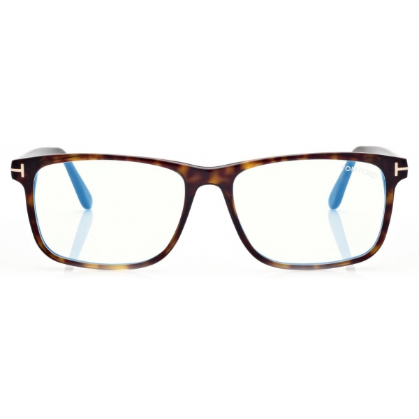 Tom Ford - Blue Block - Square Optical Glasses - Dark Havana - FT5752-B ...