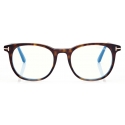 Tom Ford - Blue Block Soft  - Occhiali da Vista Rotondi - Havana Scuro - FT5754-B - Occhiali da Vista - Tom Ford Eyewear