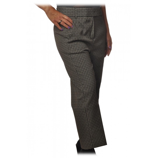 Dondup - Pantaloni Modello Ivy Gamba Dritta - Nero/Panna - Pantalone - Luxury Exclusive Collection