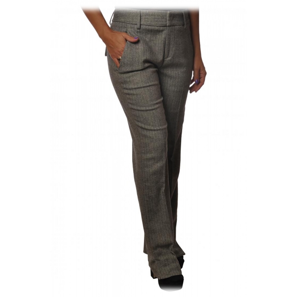 Dondup - Model Egle Pants in Herringbone Pattern - Grey - Trousers - Luxury Exclusive Collection