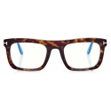 Tom Ford - Blue Block - Occhiali da Vista Rettangolare - Havana Scuro - FT5757-B - Occhiali da Vista - Tom Ford Eyewear