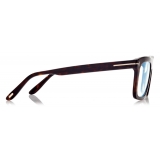 Tom Ford - Blue Block - Occhiali da Vista Rettangolare - Havana Scuro - FT5757-B - Occhiali da Vista - Tom Ford Eyewear