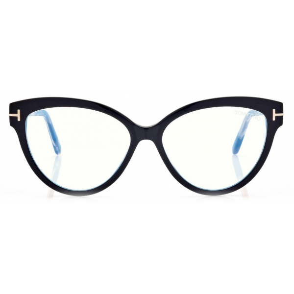 Tom Ford - Blue Block - Occhiali da Vista Cat-Eye - Nero Marrone - FT5763-B - Occhiali da Vista - Tom Ford Eyewear