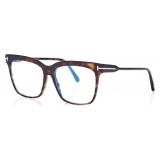 Tom Ford - Blue Block - Occhiali da Vista Squadrati - Havana Scuro - FT5768-B - Occhiali da Vista - Tom Ford Eyewear