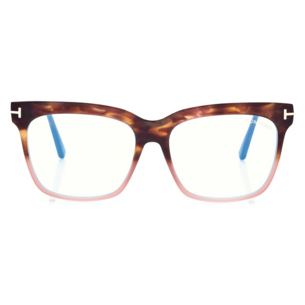 Tom Ford - Blue Block - Occhiali da Vista Squadrati - Havana Chiaro - FT5768-B - Occhiali da Vista - Tom Ford Eyewear