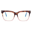 Tom Ford - Blue Block - Occhiali da Vista Squadrati - Havana Chiaro - FT5768-B - Occhiali da Vista - Tom Ford Eyewear