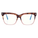 Tom Ford - Blue Block - Square Optical Glasses - Light Havana - FT5768-B - Optical Glasses - Tom Ford Eyewear
