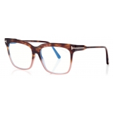 Tom Ford - Blue Block - Occhiali da Vista Squadrati - Havana Chiaro - FT5768-B - Occhiali da Vista - Tom Ford Eyewear