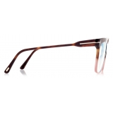 Tom Ford - Blue Block - Occhiali da Vista Squadrati - Havana Chiaro - FT5768-B - Occhiali da Vista - Tom Ford Eyewear