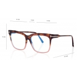 Tom Ford - Blue Block - Occhiali da Vista Squadrati - Havana Chiaro - FT5768-B - Occhiali da Vista - Tom Ford Eyewear