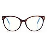 Tom Ford - Blue Block Soft  - Cat-Eye Optical Glasses - Dark Havana - FT5770-B - Optical Glasses - Tom Ford Eyewear