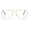 Tom Ford - Blue Block Pilot Shape  - Occhiali da Vista Pilota - Oro - FT5800-B - Occhiali da Vista - Tom Ford Eyewear