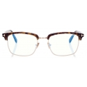 Tom Ford - Blue Block - Occhiali da Vista Squadrati - Havana Scuro - FT5801-B - Occhiali da Vista - Tom Ford Eyewear