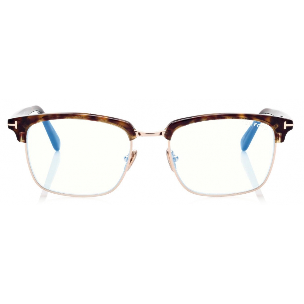 Tom Ford - Blue Block Square - Square Optical Glasses - Dark Havana ...