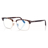 Tom Ford - Blue Block - Occhiali da Vista Squadrati - Havana Scuro - FT5801-B - Occhiali da Vista - Tom Ford Eyewear