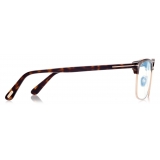 Tom Ford - Blue Block - Occhiali da Vista Squadrati - Havana Scuro - FT5801-B - Occhiali da Vista - Tom Ford Eyewear