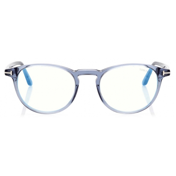 Tom Ford - Blue Block Round - Occhiali da Vista Rotondi - Blu - FT5803-B - Occhiali da Vista - Tom Ford Eyewear