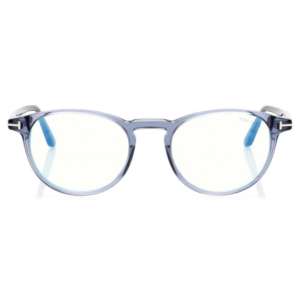 Tom Ford - Blue Block Round - Round Optical Glasses - Blue - FT5803-B - Optical  Glasses - Tom Ford Eyewear - Avvenice